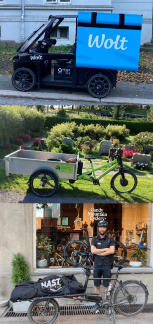 fotoer av de tre ulike typene lastesykler
